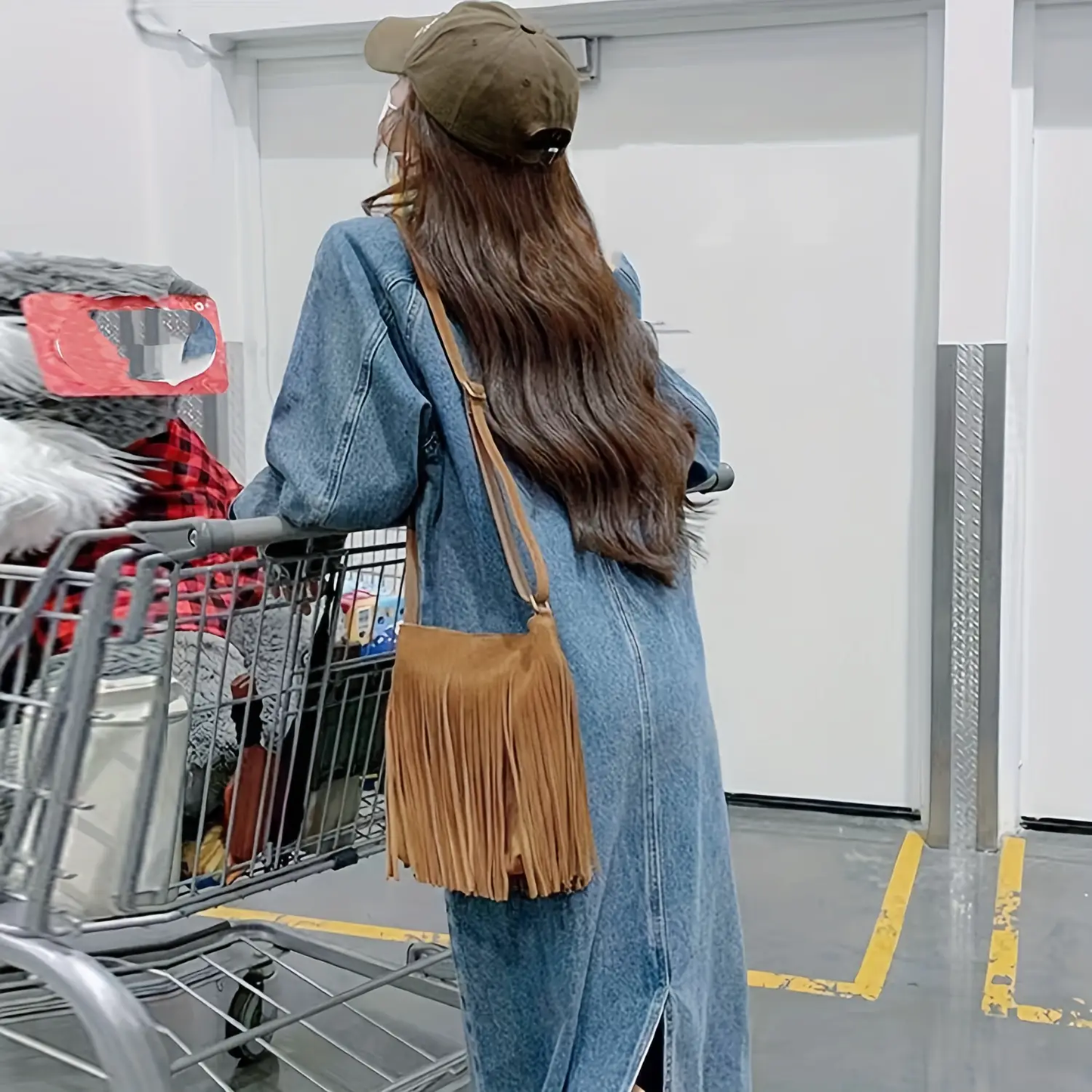 Fall Fashionista 3-Piece Set: Fringe Crossbody Bag + Cowboy Boot Earrings + Makeup Sponges