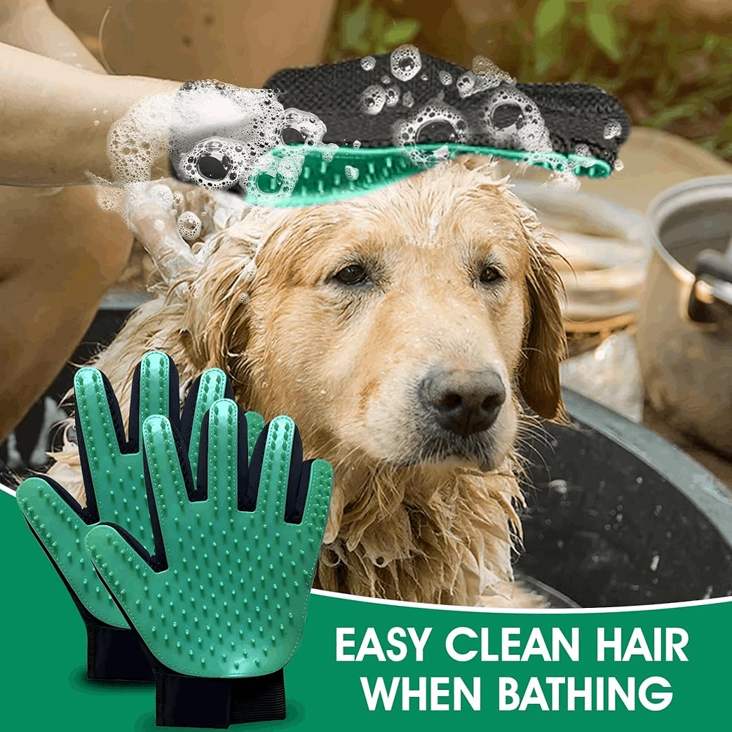 2 PC Pet Cat Dog Hair Removal Brush & Glove Bundle Set