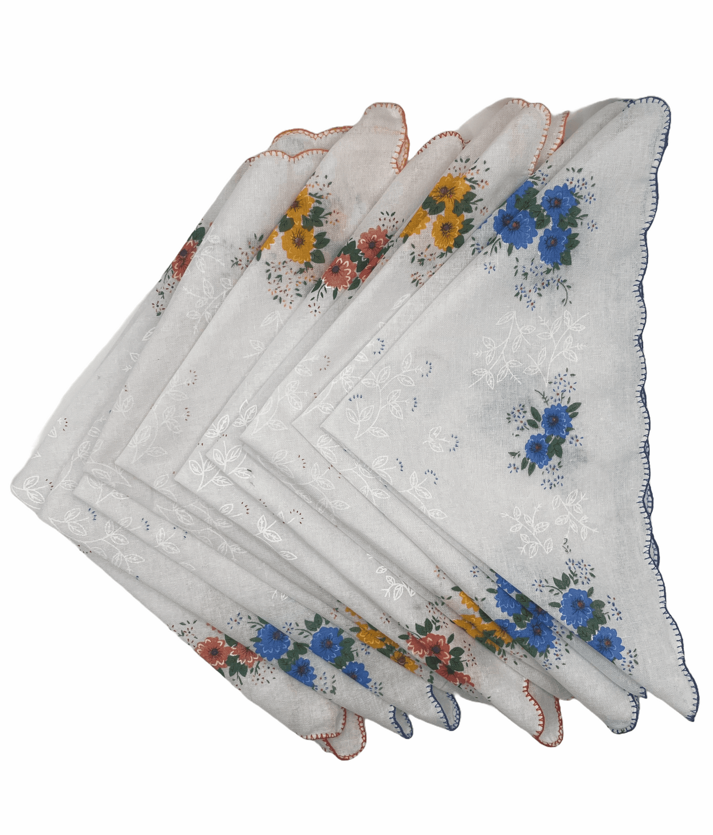 12 Piece Handkerchiefs for Women Vintage Floral Soft Cotton Blend Colorful Embroidered Tea Party Favors