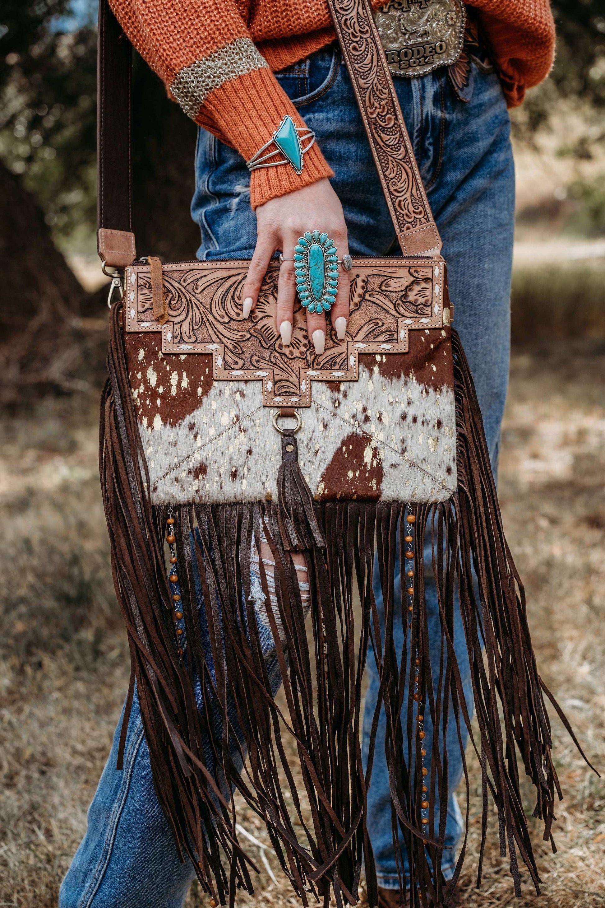 The Lancaster (Gold Splattered Cowhide) by Beth Marie Exclusive