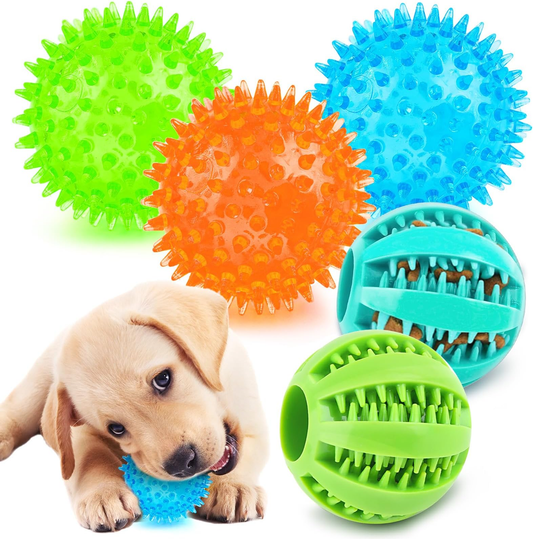 2.6” Squeaky Interactive Dog Balls for Puppy Teething Chew Toys for Small Dogs for Clean Teeth and Training