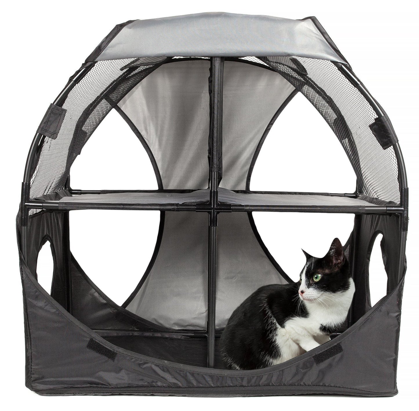 Pet Life'Kitty-Play' Collapsible Travel Interactive Kitty Cat Tree Maze House Lounger Tunnel Lounge