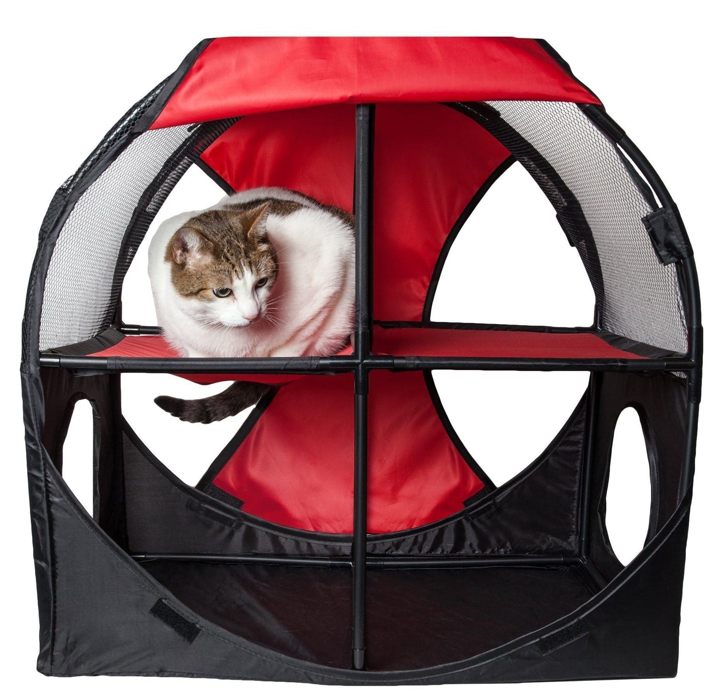 Pet Life'Kitty-Play' Collapsible Travel Interactive Kitty Cat Tree Maze House Lounger Tunnel Lounge