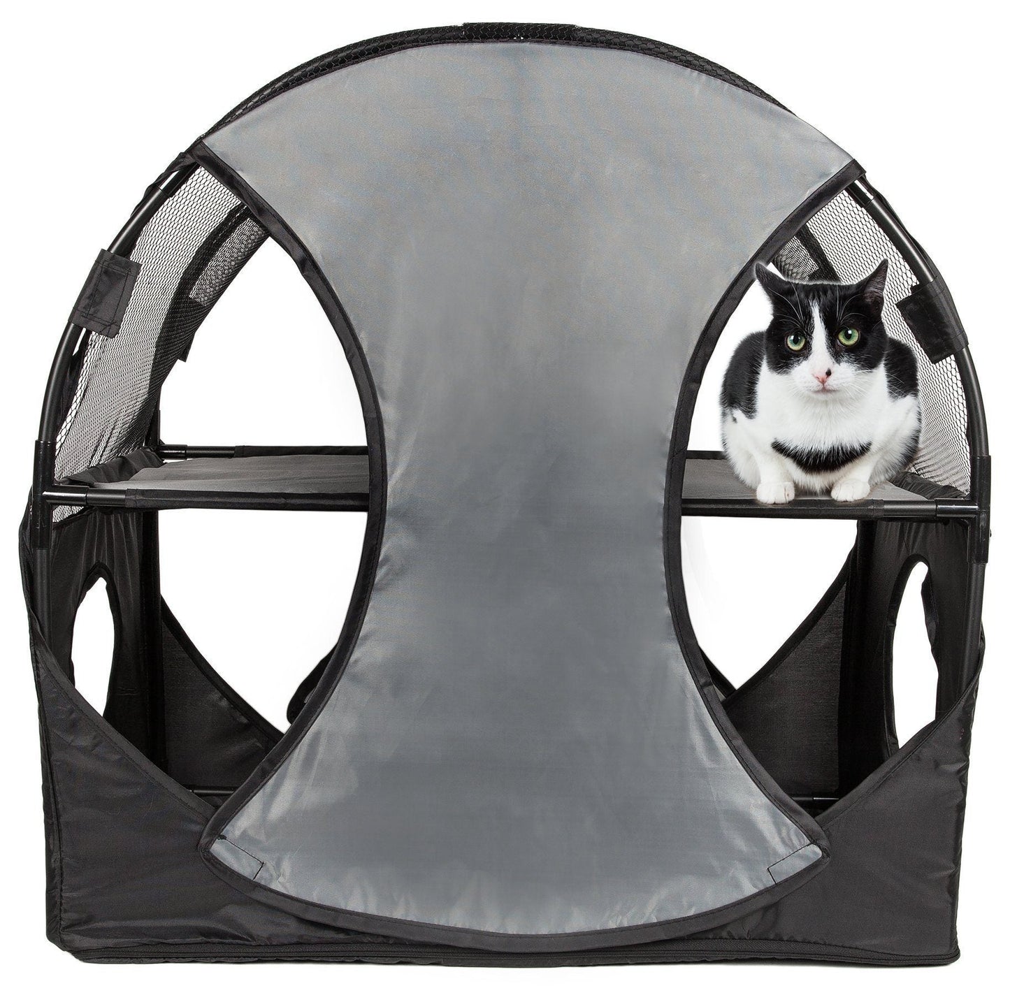 Pet Life'Kitty-Play' Collapsible Travel Interactive Kitty Cat Tree Maze House Lounger Tunnel Lounge
