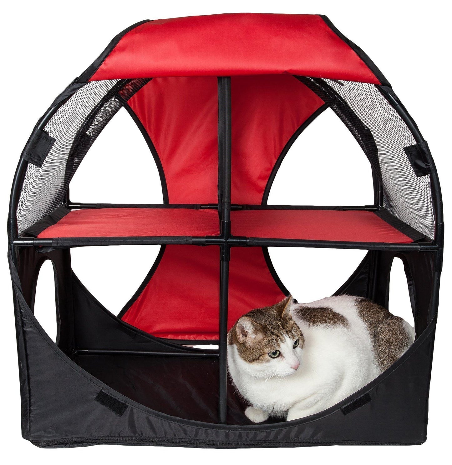 Pet Life'Kitty-Play' Collapsible Travel Interactive Kitty Cat Tree Maze House Lounger Tunnel Lounge