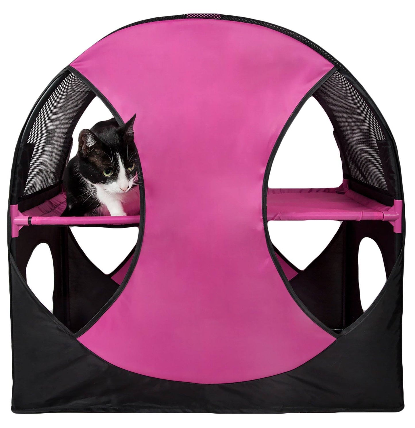 Pet Life'Kitty-Play' Collapsible Travel Interactive Kitty Cat Tree Maze House Lounger Tunnel Lounge