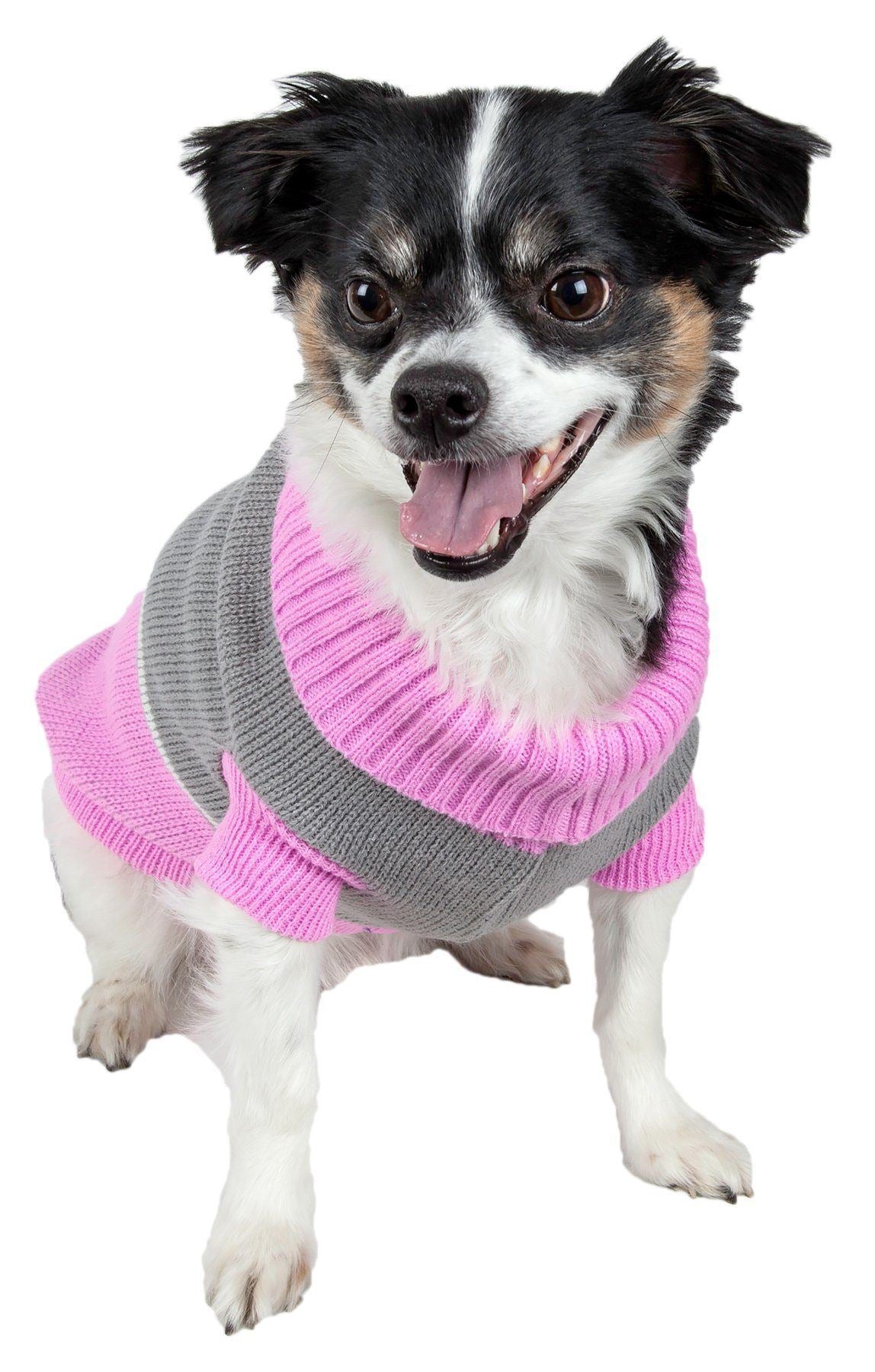 Pet Life ® Snow Flake Cable-Knitted Ribbed Fashion Turtle Neck Dog Sweater