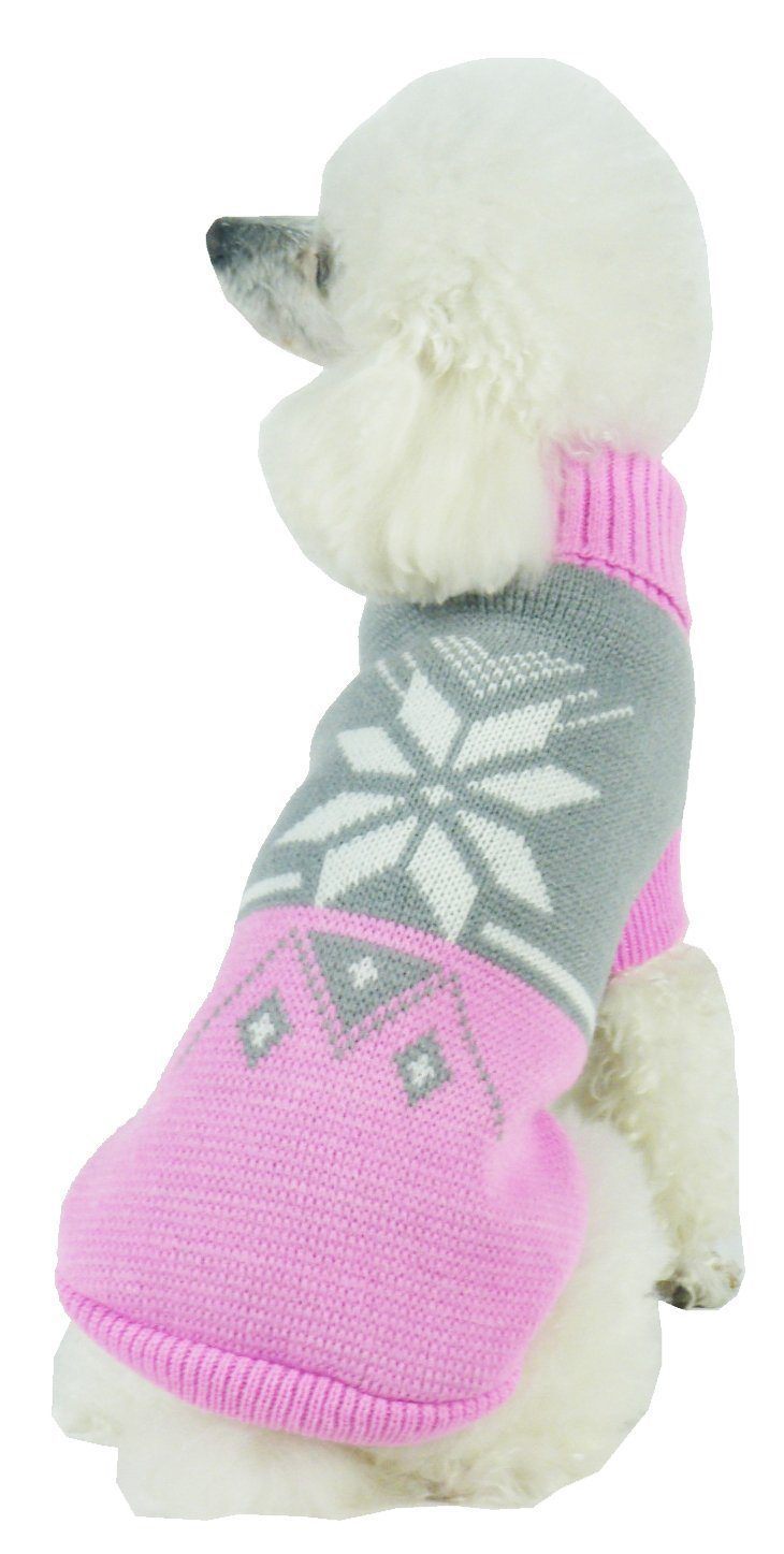 Pet Life ® Snow Flake Cable-Knitted Ribbed Fashion Turtle Neck Dog Sweater