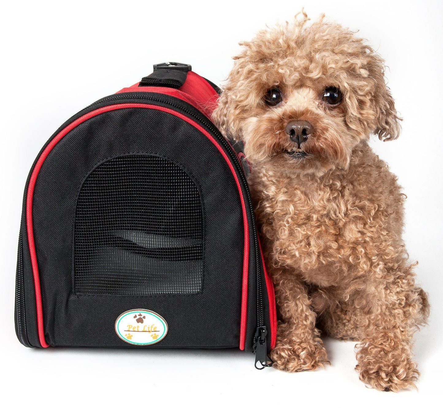 Pet Life Sporty Mesh Airline Approved Zippered Folding Collapsible Travel Pet Dog Carrier