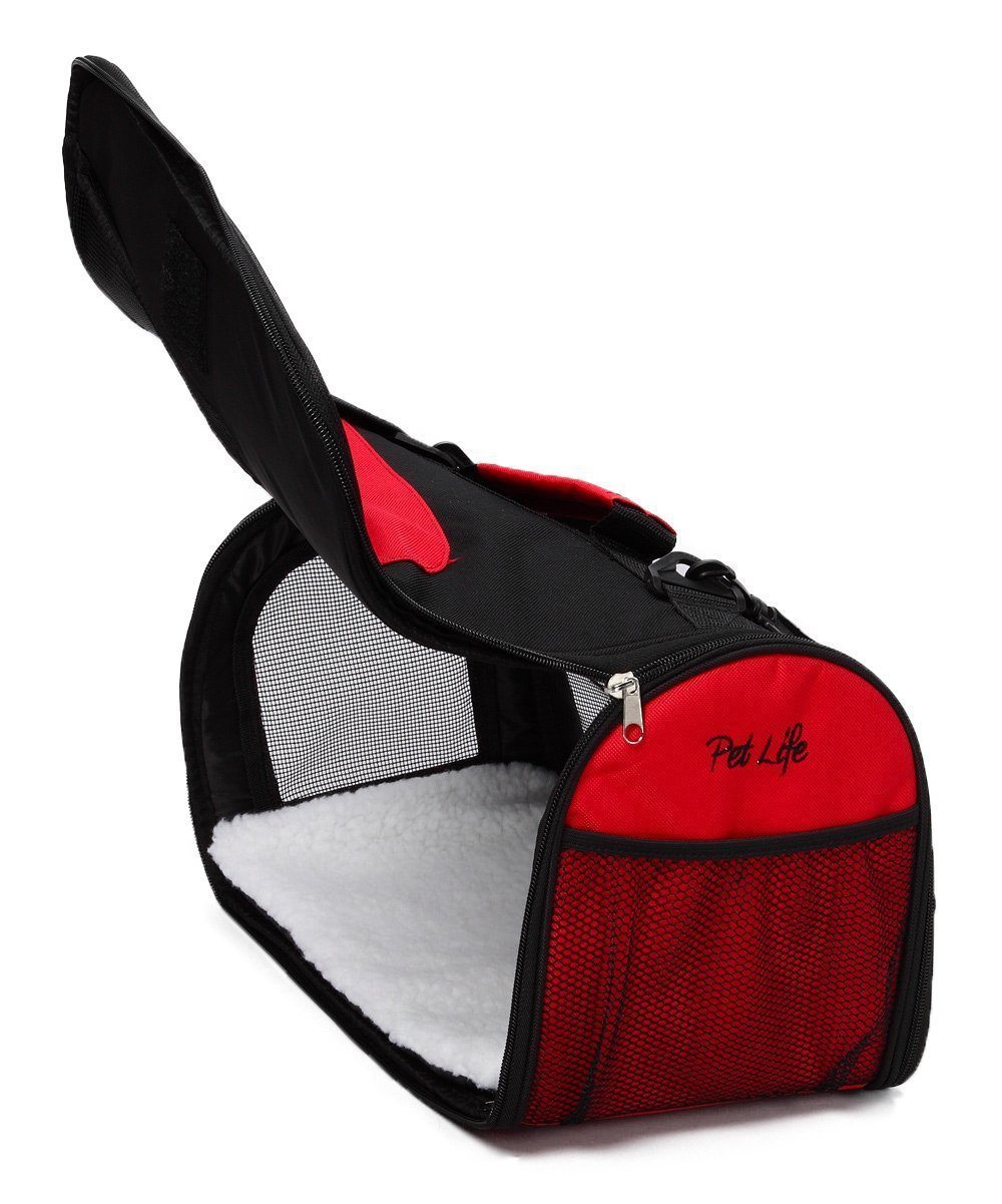 Pet Life Sporty Mesh Airline Approved Zippered Folding Collapsible Travel Pet Dog Carrier