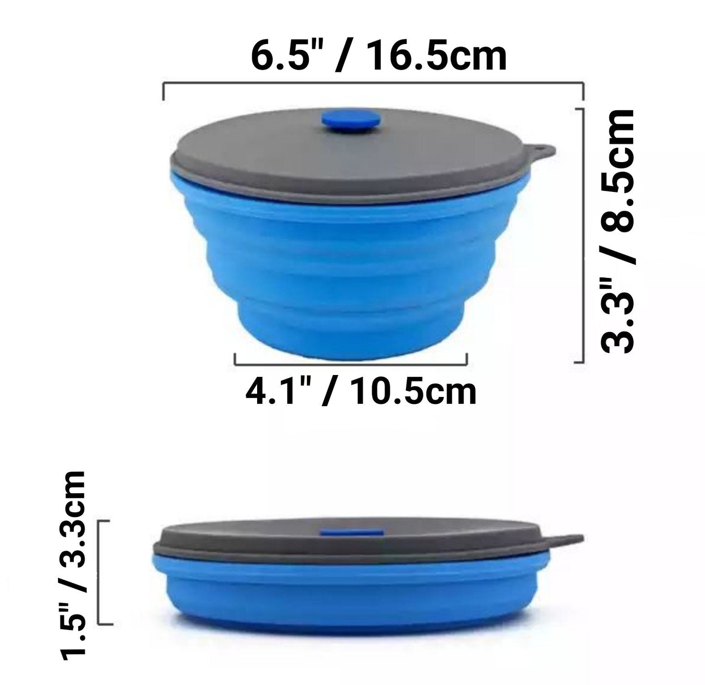 30oz Collapsible Silicone Camping Bowl with Lid & Foldable Fork