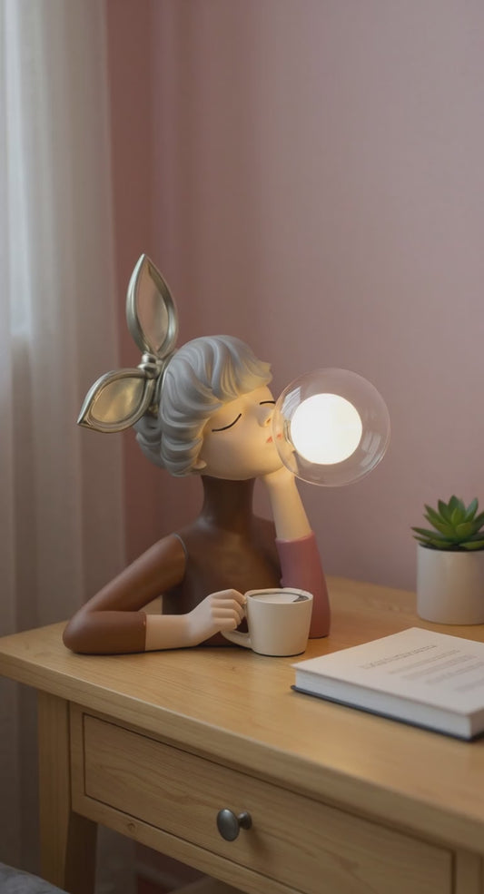 Blowing Bubble Gum Girl Lamp