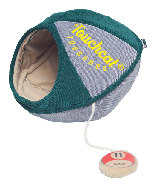 Touchcat ® 'Oval Saucer' Collapsible Walk-Through Kitty Pet Cat Bed House w/ Play Active Teaser Toy