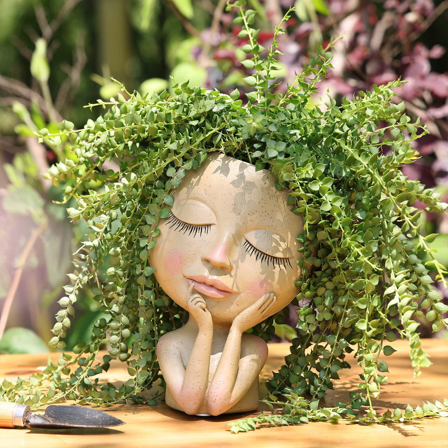 Bonita figura de muñeca para niña, jardineras suculentas, maceta de resina de vinilo