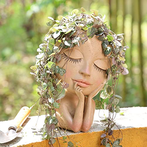 Cute Girl Doll Figurine Succulent Planters Vinyl Resin Flower Pot
