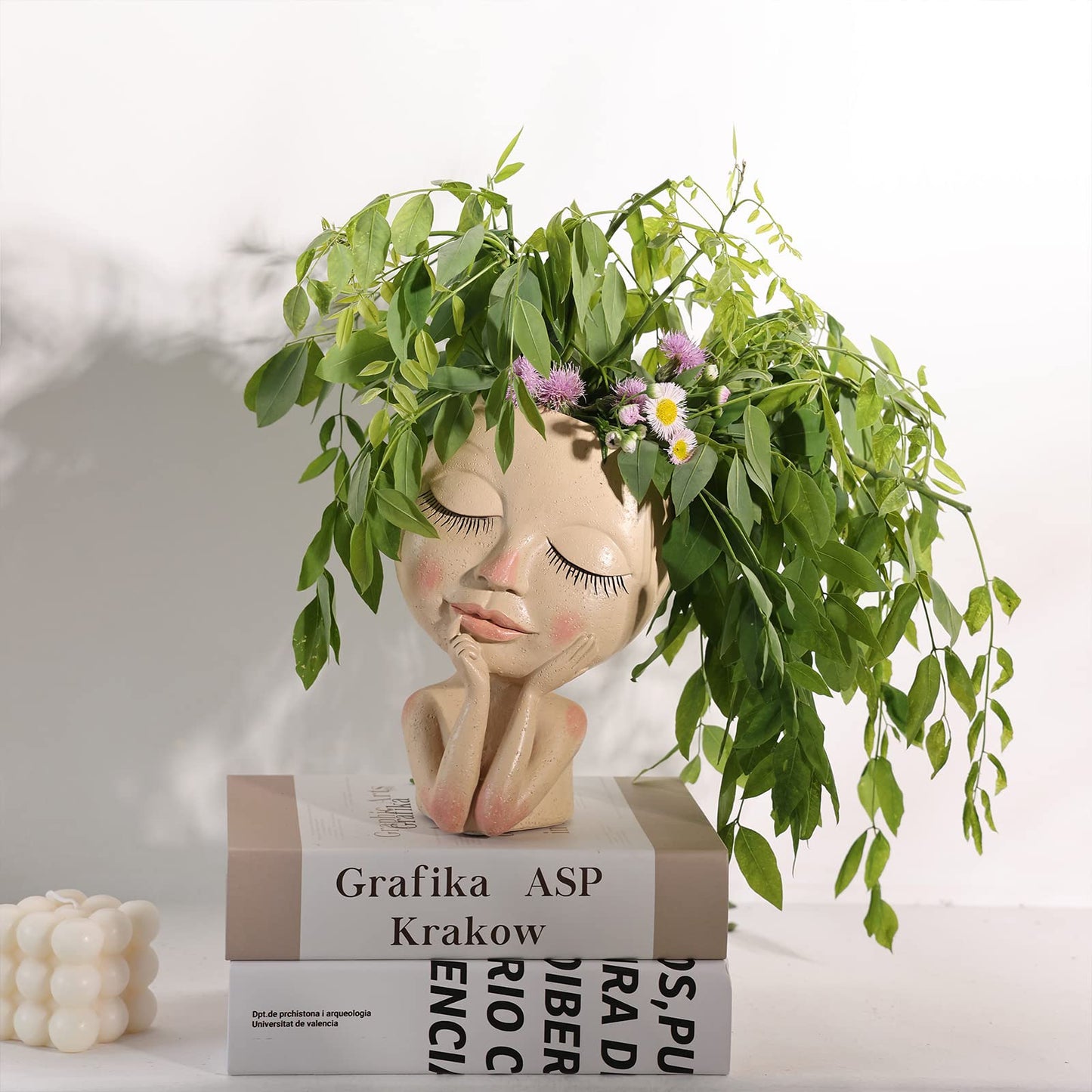 Bonita figura de muñeca para niña, jardineras suculentas, maceta de resina de vinilo