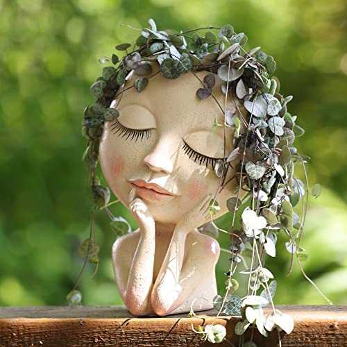 Bonita figura de muñeca para niña, jardineras suculentas, maceta de resina de vinilo