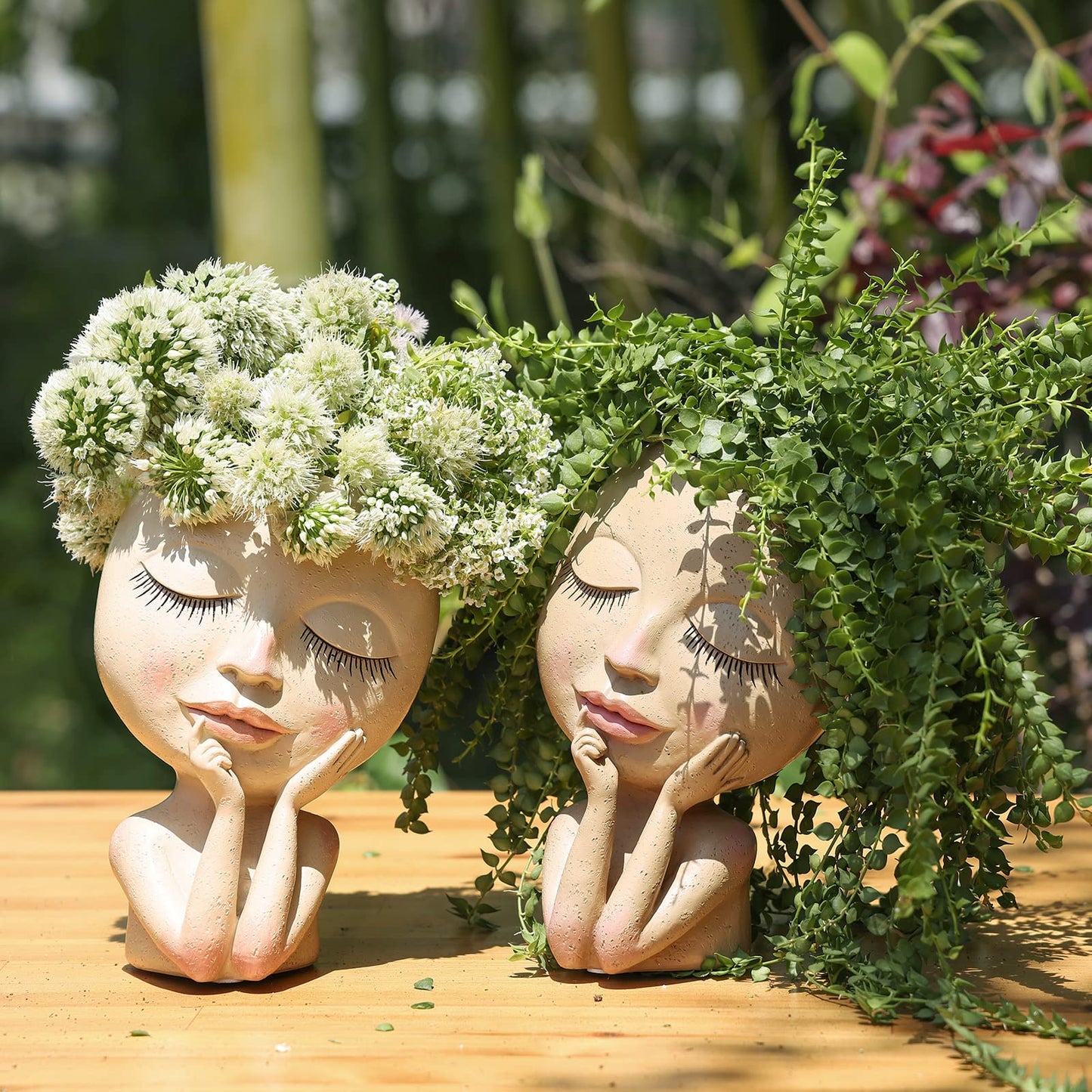 Bonita figura de muñeca para niña, jardineras suculentas, maceta de resina de vinilo